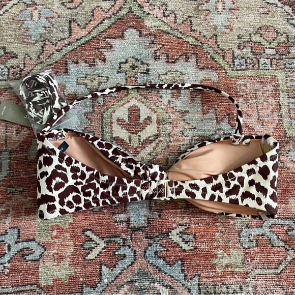 J. Crew Knot Bandeau Bikini Top Size XS NWT Leopard Print - Picture 3 of 9